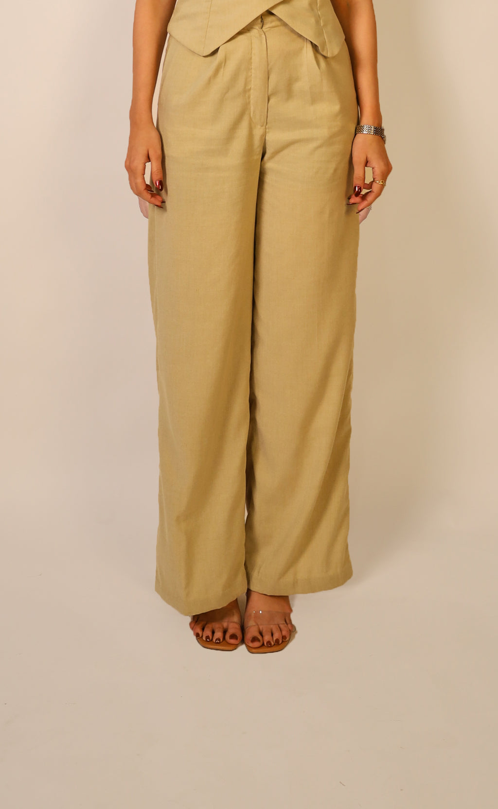 Handmade high-waist tailored trousers in premium duck voile