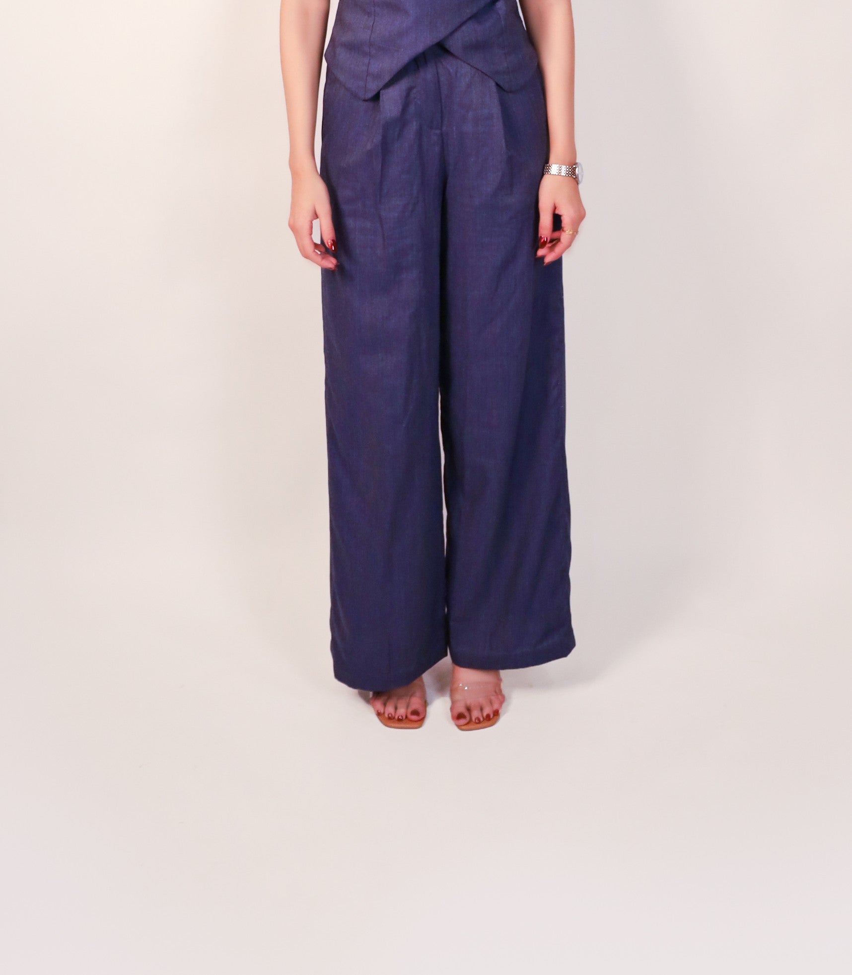 Premium duck voile wide-leg pants elegant workwear look